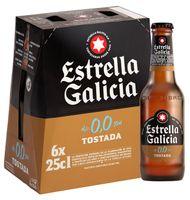 CERVEZA ESTRELLA GALICIA 0,0 TOSTADA 25CL X 6 UNIDADES